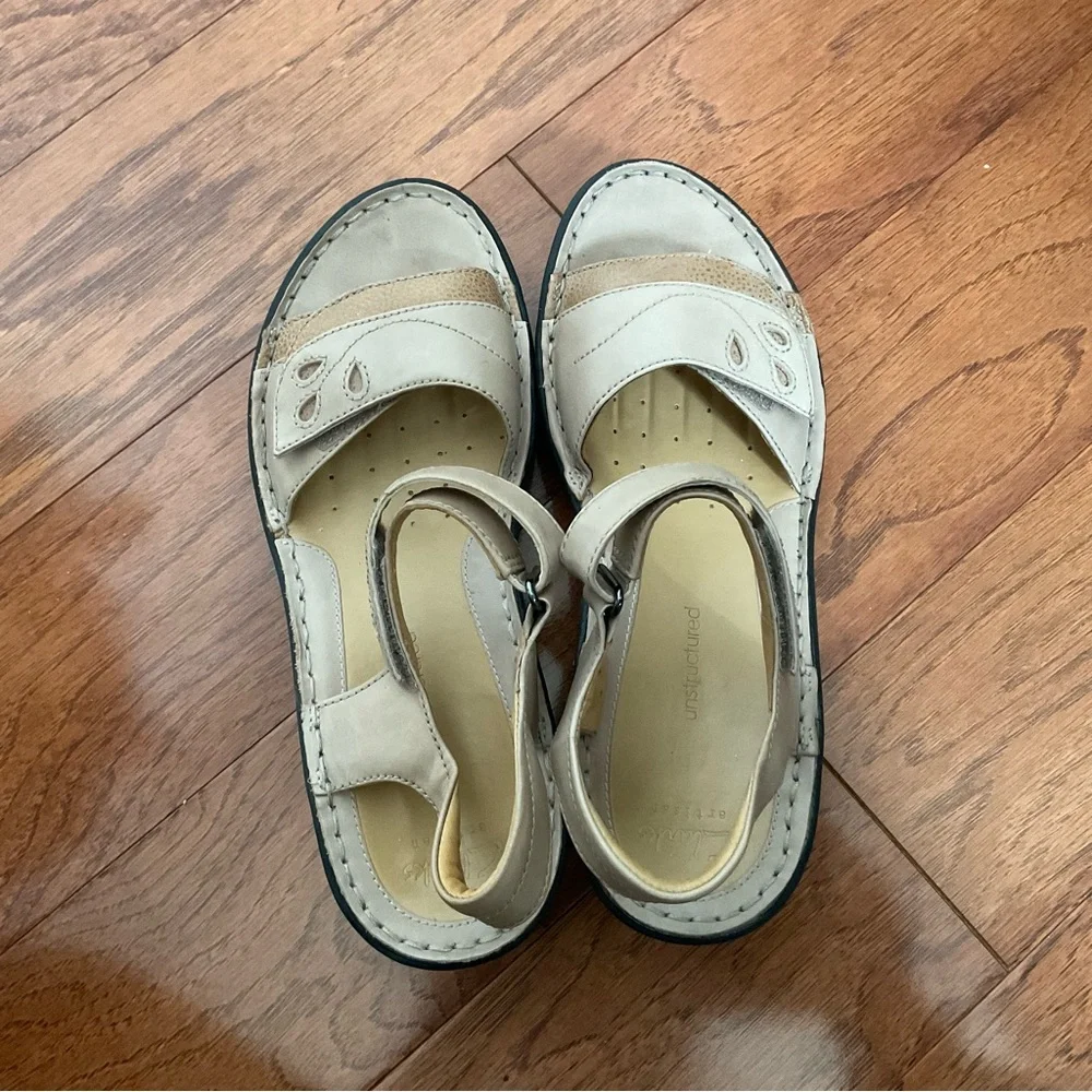 Clarks Artisan Unstructured Dory Leather Wedge Light Tan Size 8 Summer